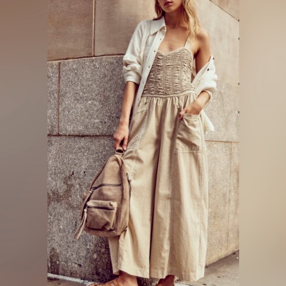 123. NWT Free People Forever Always Cotton Wide Leg Jumpsuit - Picture 10 of 10